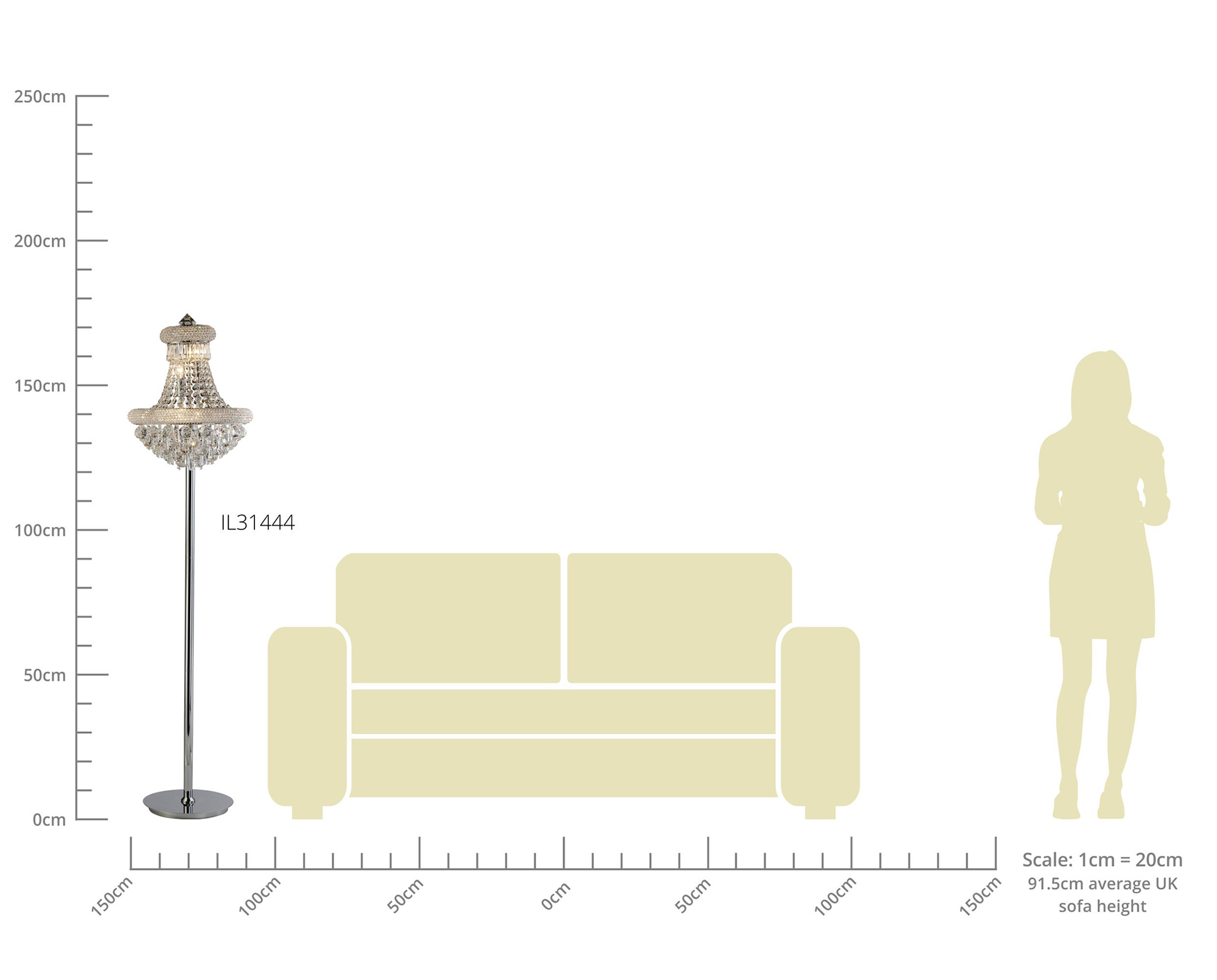 Alexandra Polished Chrome Crystal Floor Lamps Diyas Designer Floor Lamps 